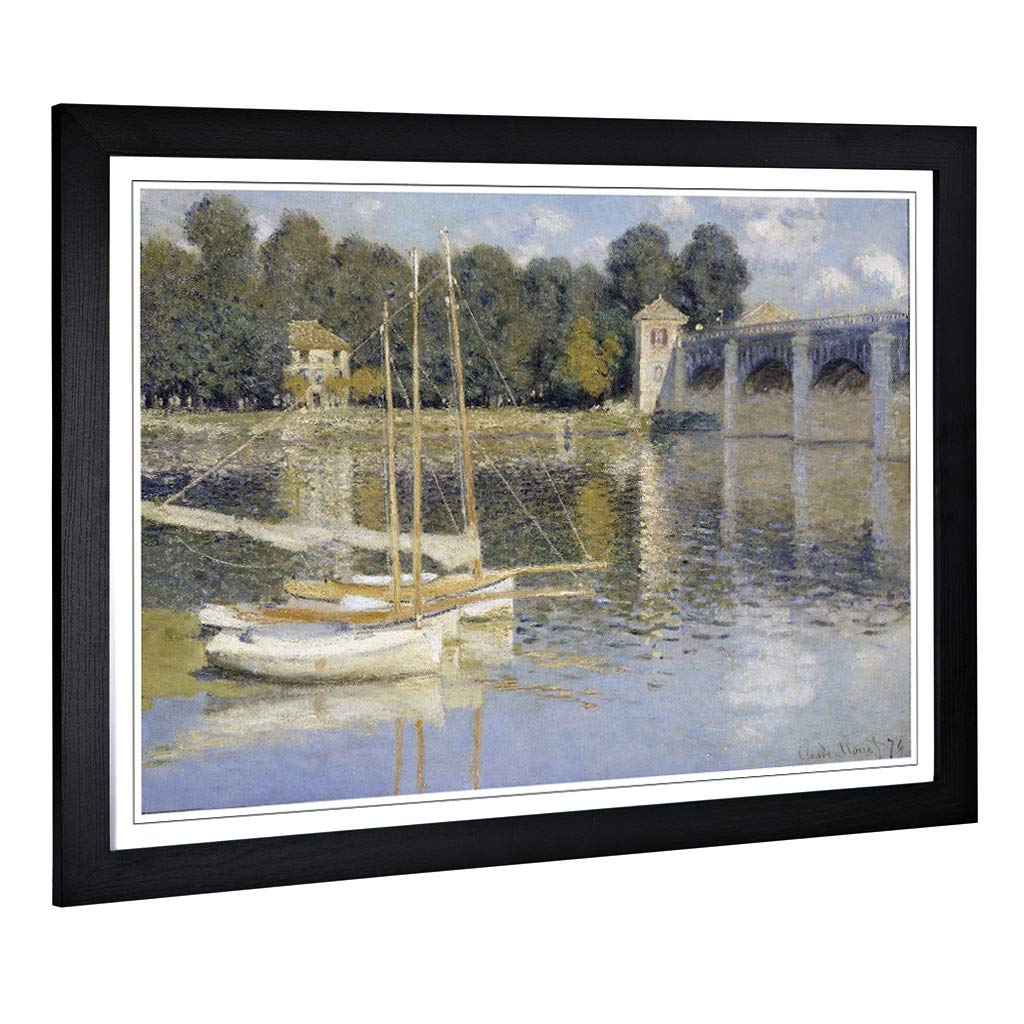Big Box Art Framed Print of Claude Monet The Argenteuil Bridge Design | Wall Art Picture | Home Decor for Kitchen, Living Room, Bedroom, Hallway, Black, A2 / 24.5x18 Inch / 62x45cm