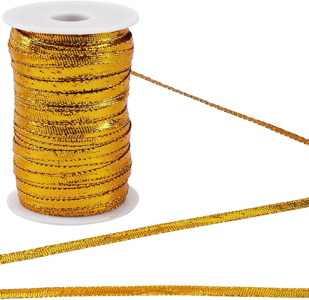 GORGECRAFT 109 Yards Gota Patti Trim Rolls 1/4" Metallic Lace Trim Ribbon Decorative Embroidery Edge Trimming with Plastic Spool for Clothes Sewing Saree Dupatta Dresses Embellishment Chocolate Color