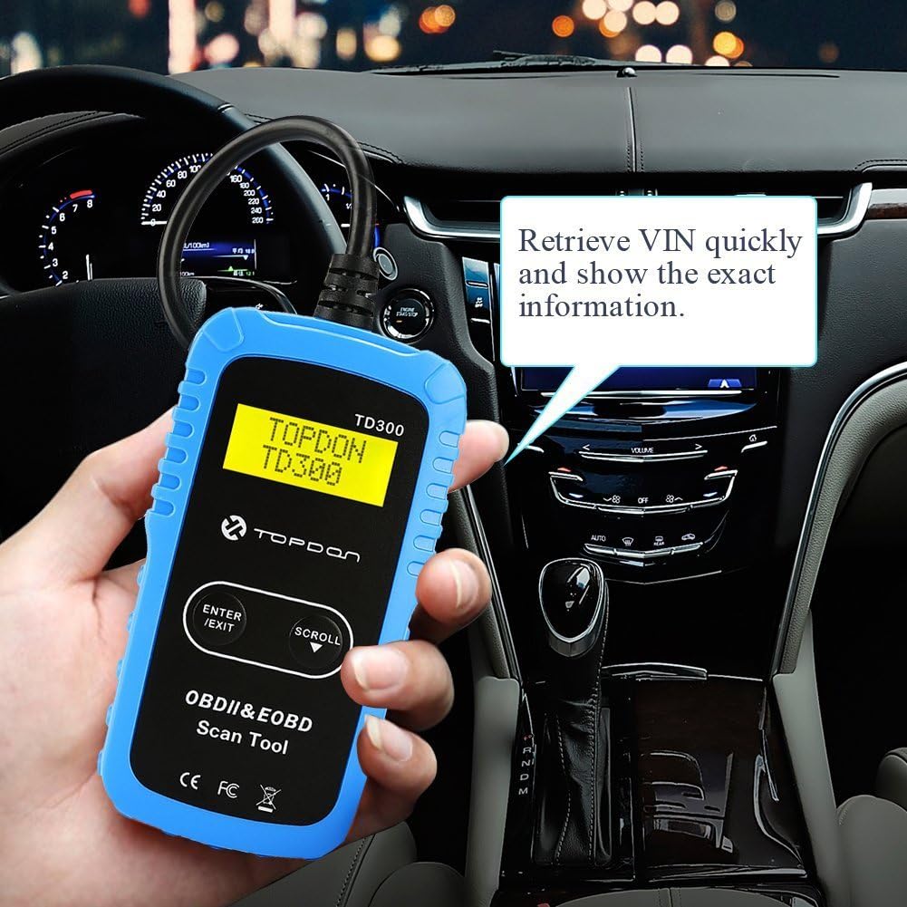 OBD2 Scanner, TT TOPDON TD300 Code Reader with Engine Light Check and Turn-Off, I/M Readiness Check, 7000 DTC Definitions