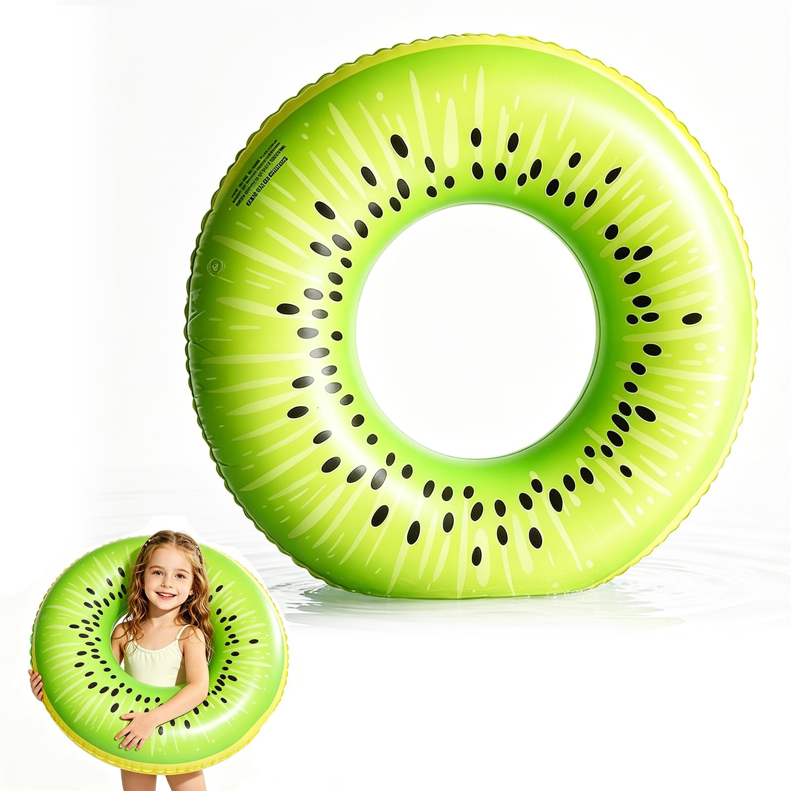 Swimming Ring Inflatable Rubber Rings for Kids Adults, 70/90cm Fruit Inflatable Pool Ring Floaties Swim Rings Water Float (Kiwi, 70CM)