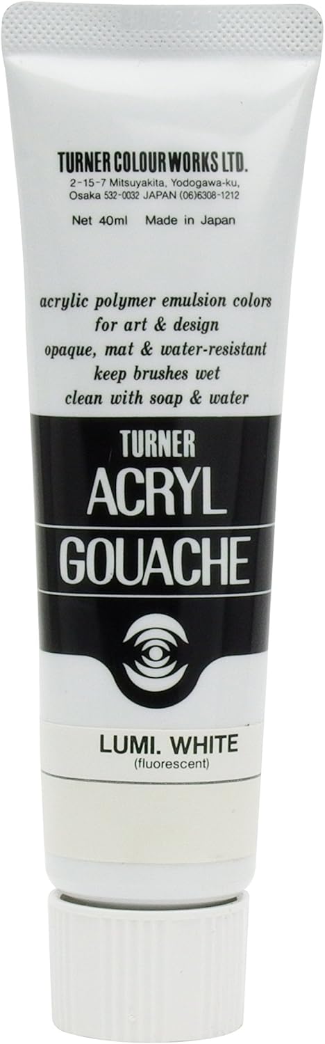 Turner Colour Works Acryl Gouache Artist Acrylic Paint - Single 40 ml Tube - Luminous White