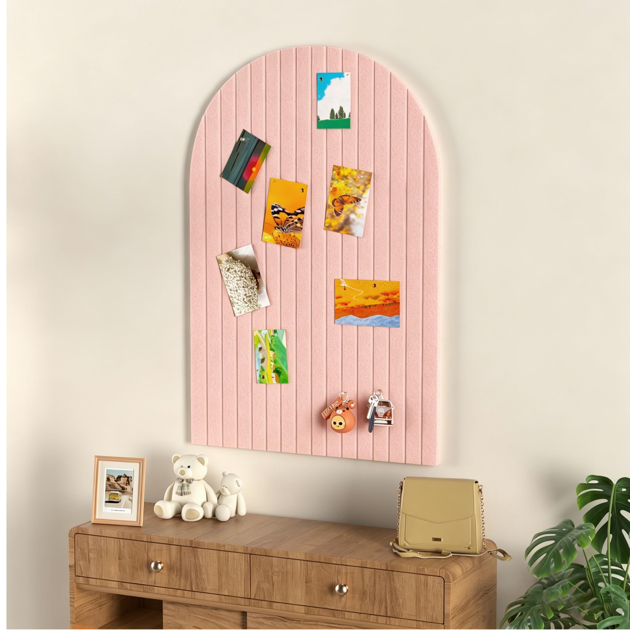 Filz Pinnwand, 88,9 cm x 61 cm Korktafel Alternative, dekorative Filz-Pinnwand mit 30 Pinnnadeln, Vision Board für Büro, Schlafzimmer, Zuhause, Wanddekoration, Foto-Display (Rosa)