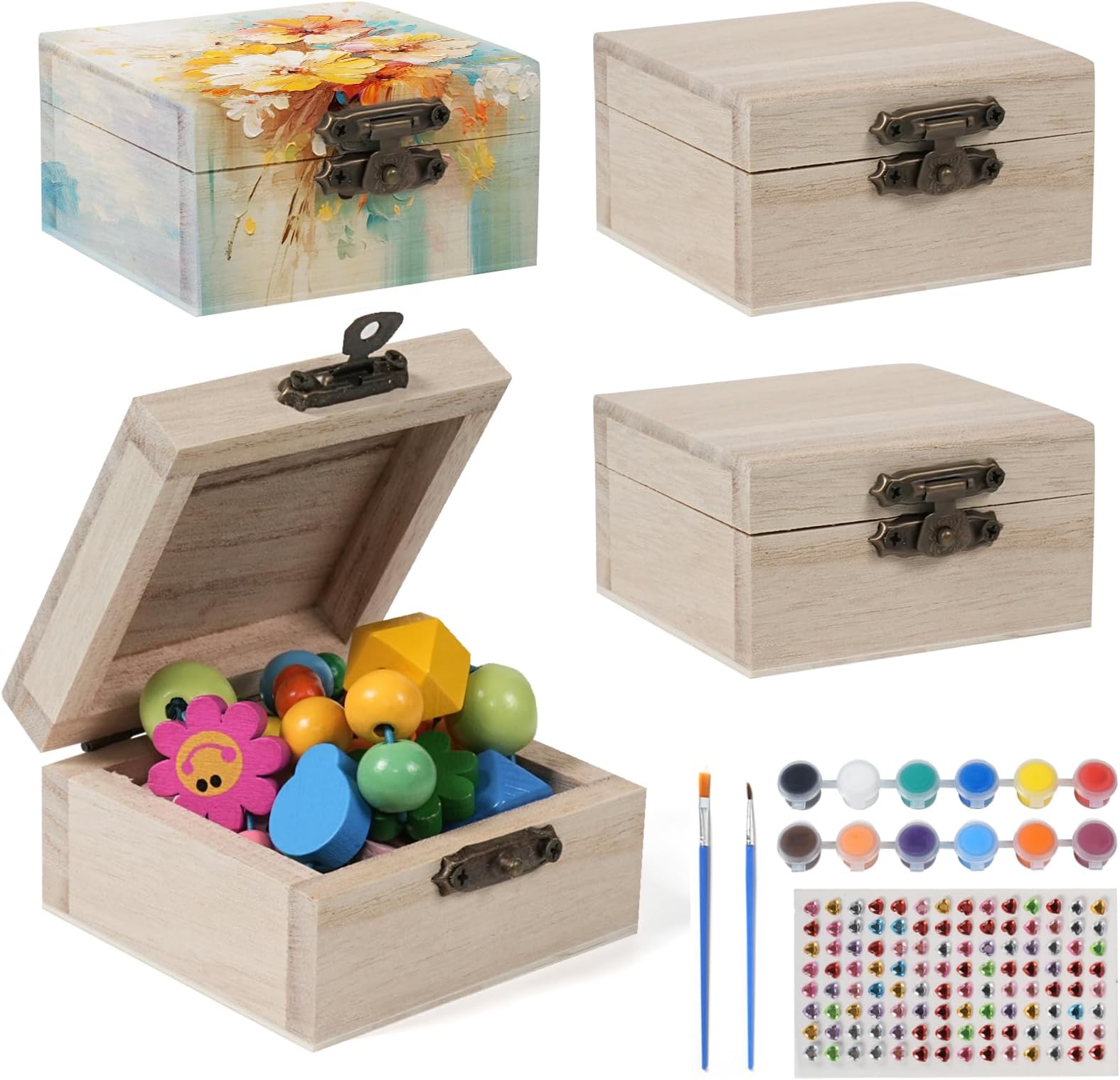 Juvale Wooden Treasure Chest with Curved Lid and Metal Clasp, DIY ...