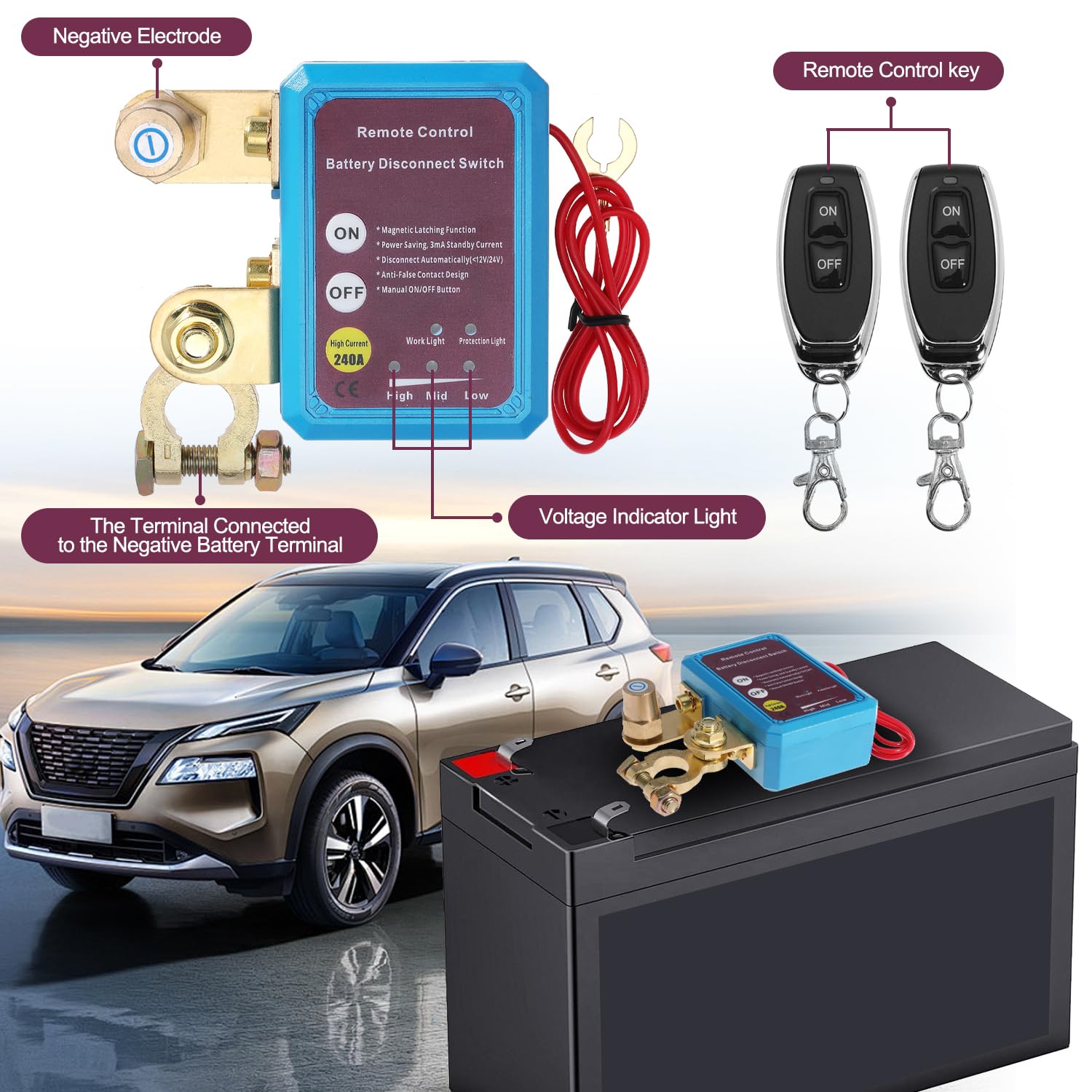 Snapklik.com : Remote Battery Disconnect Switch 12V 240A Battery Kill ...