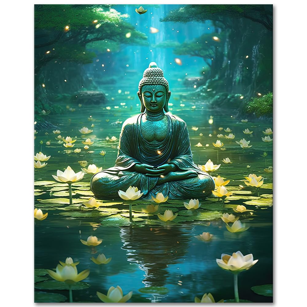 TISHIRON Paint by Numbers Adult Buddha DIY Painting by Numbers Kit for Adults Buddhist Adults Painting by Numbers Kits Meditation Oil Hand Painting Crafts 40 x 50 cm Frameless