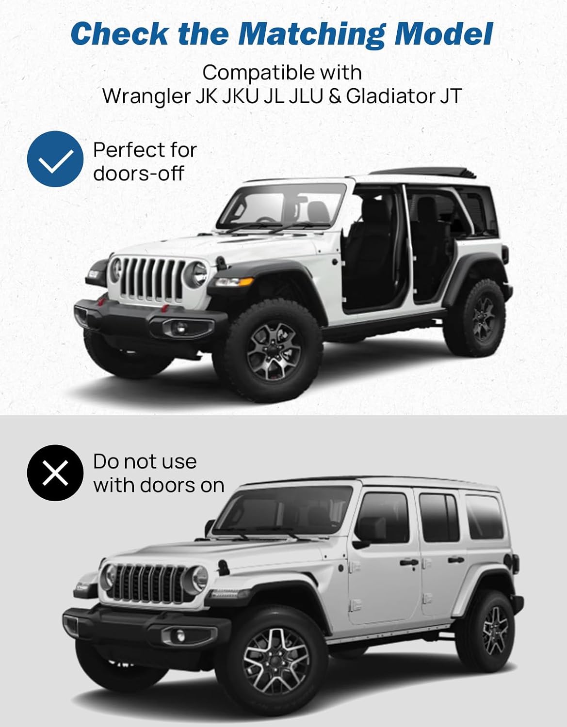 JOYTUTUS Mirrors Doors Off Compatible with 2007-2026 Wrangler JK JKU JL JLU Gladiator JT, Easier Install Door Hinge 6 Inch Mirror, Broad vision No Vibrate & Wobble