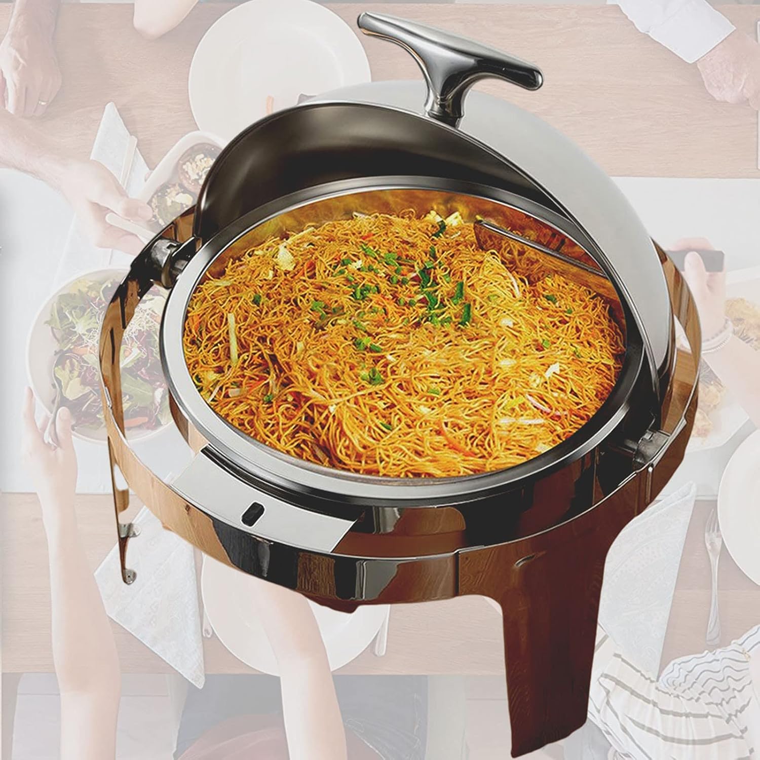 Food and Plate Warming, Electric Chafer Warmer Chafing Dish Buffet Dish, Stainless Steel Catering Food Warmer for Buffet, Banquet, Ideal for Keep Food Warm, Round