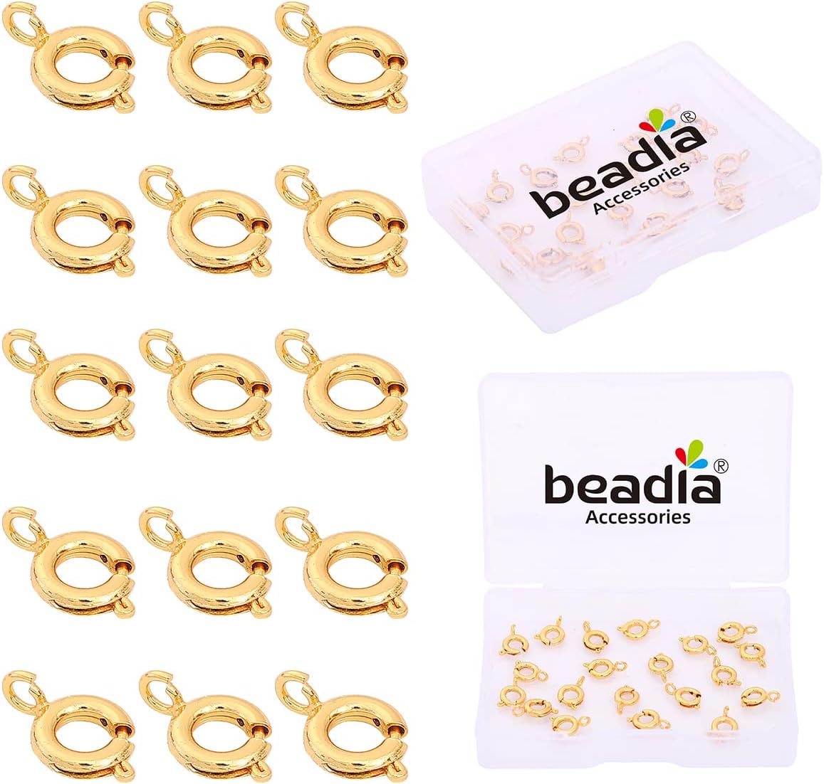 18K Gold Plated Spring Clasps Non Tarnish 6mm 20pcs for Jewelry Making Findings