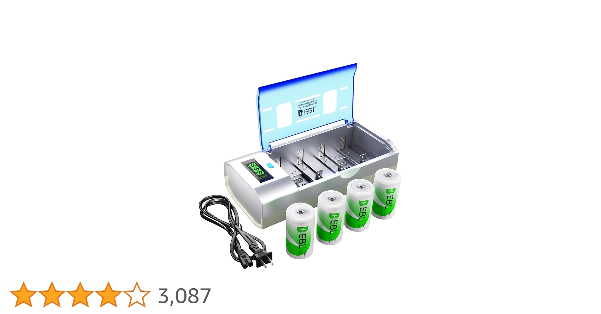 Amazon | EBL 単一電池 充電式 充電器セット 充電池 単1 ニッケル水素