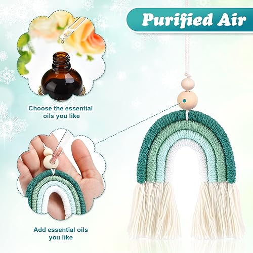 Miniatura 3 de 3 piezas de difusor de aceite esencial bohemio con diseño de arco iris para automóvil, lindos ambientadores de automóvil, hechos a mano, accesorios