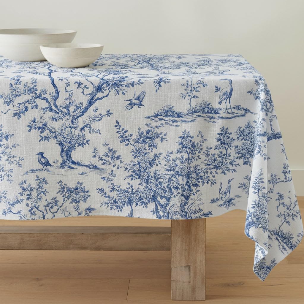 Rectangular Tablecloth, Wrinkle-Resistant & Easy Care Fabric, Indoor/Outdoor Kitchen & Table Linens, Floral Kitchen Decor, Made in the USA (Pastoral Reverie, 60" x 84")