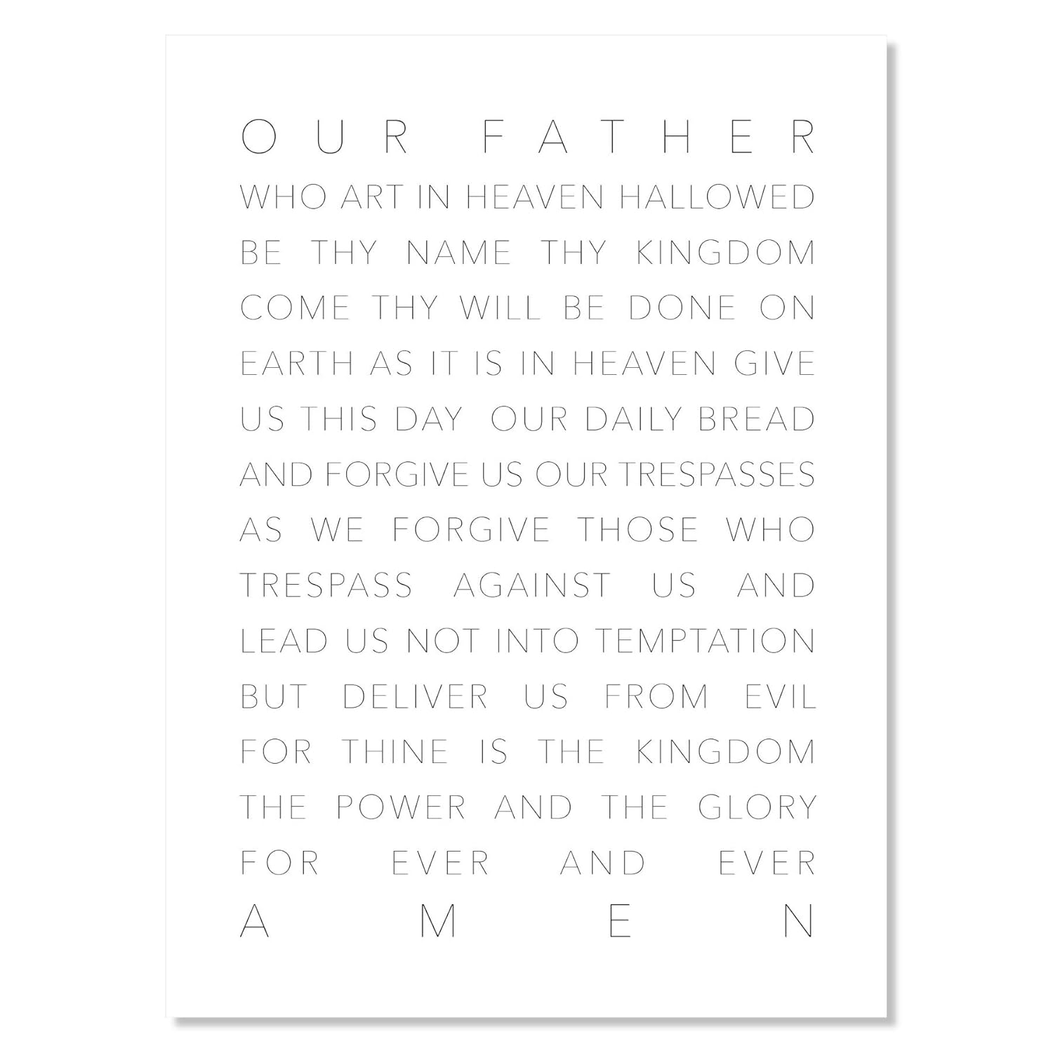 Our Father Who Art In Heaven The Lord's Prayer White Print