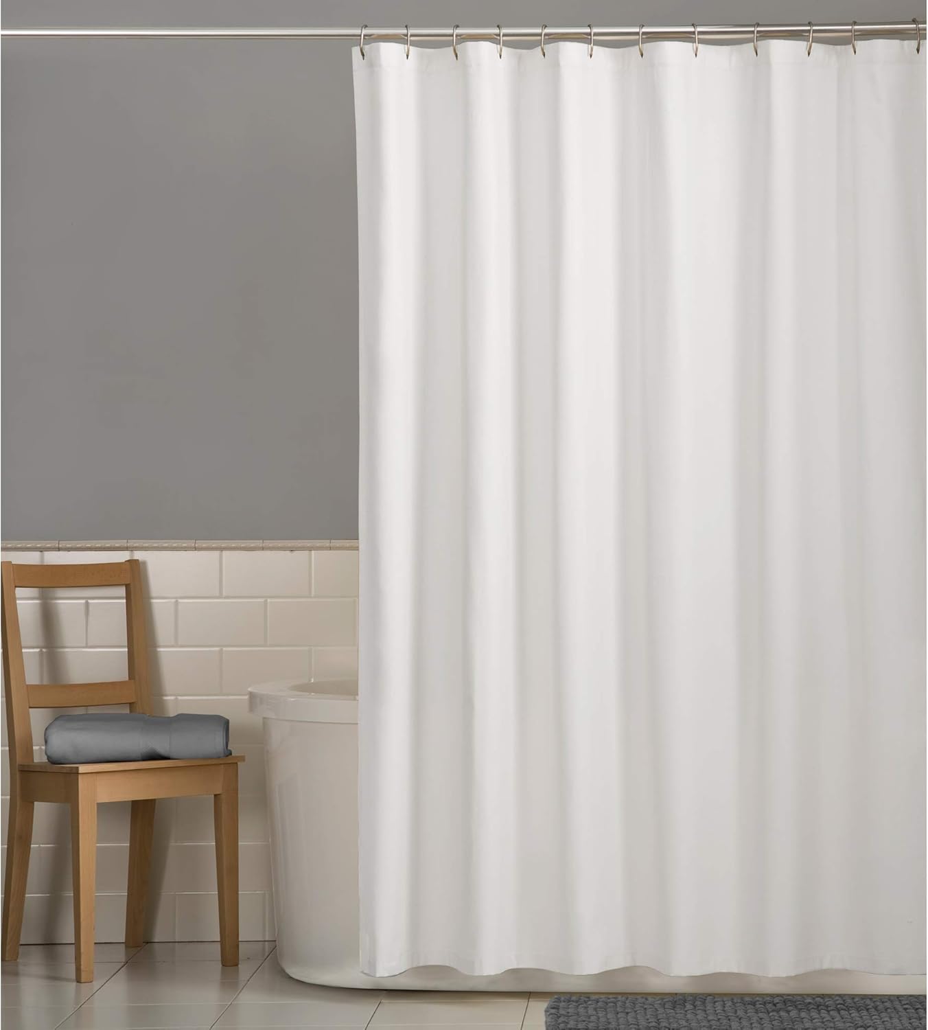 Maytex Water Repellent Fabric Shower Liner with Weighted Hem, White, 70 x 72 Inches : Home & Kitchen