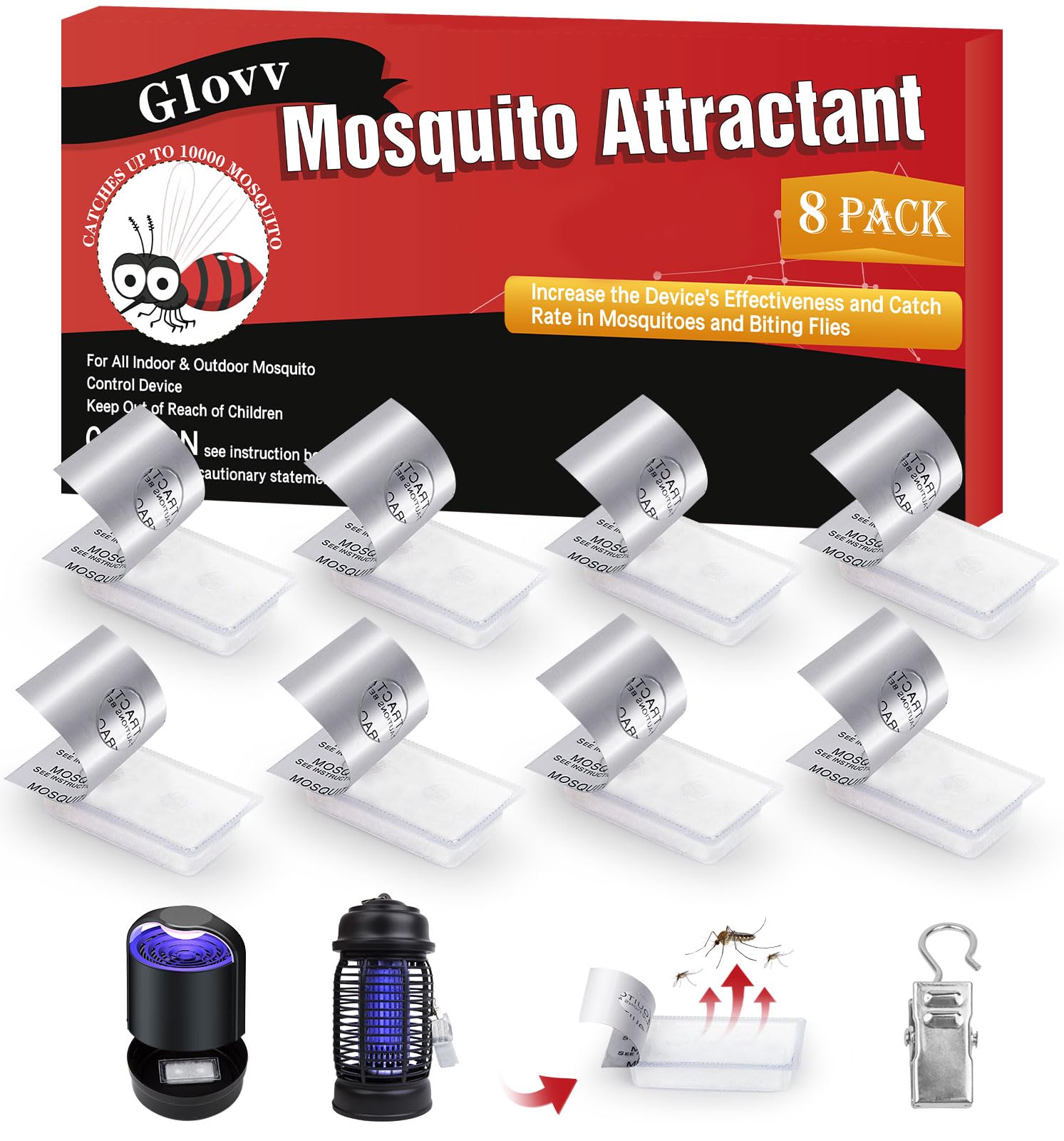8 Bug Mosquito Zapper Lures Attractant Baiting Cartridge, Compatible Trap