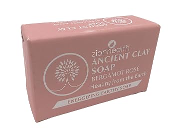 Adama Minerals Zion Health Ancient Clay Bar Soap, Bergamot Rose, 6 oz 170 g