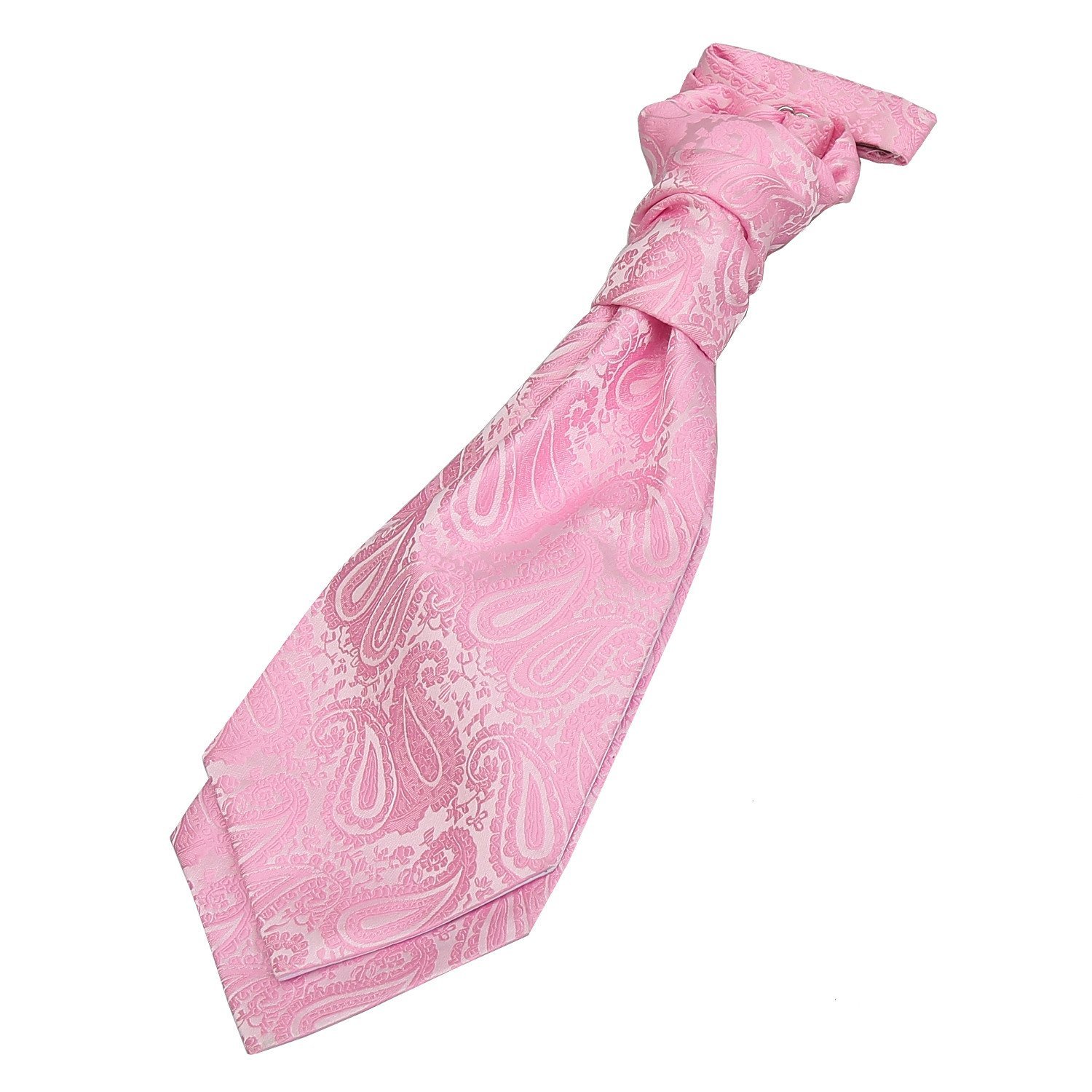 DQT Boys Paisley Floral Scrunchie Cravat – Pre-Tied Wedding Pageboy Formal Neckwear - Baby Pink