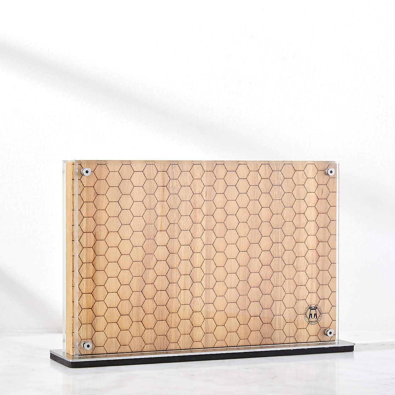 Schmidt Brothers - Acacia Downtown Magnetic Knife Block, Acacia Hardwood and Acrylic Shield, Universal Cutlery Storage For 16-18 Knives