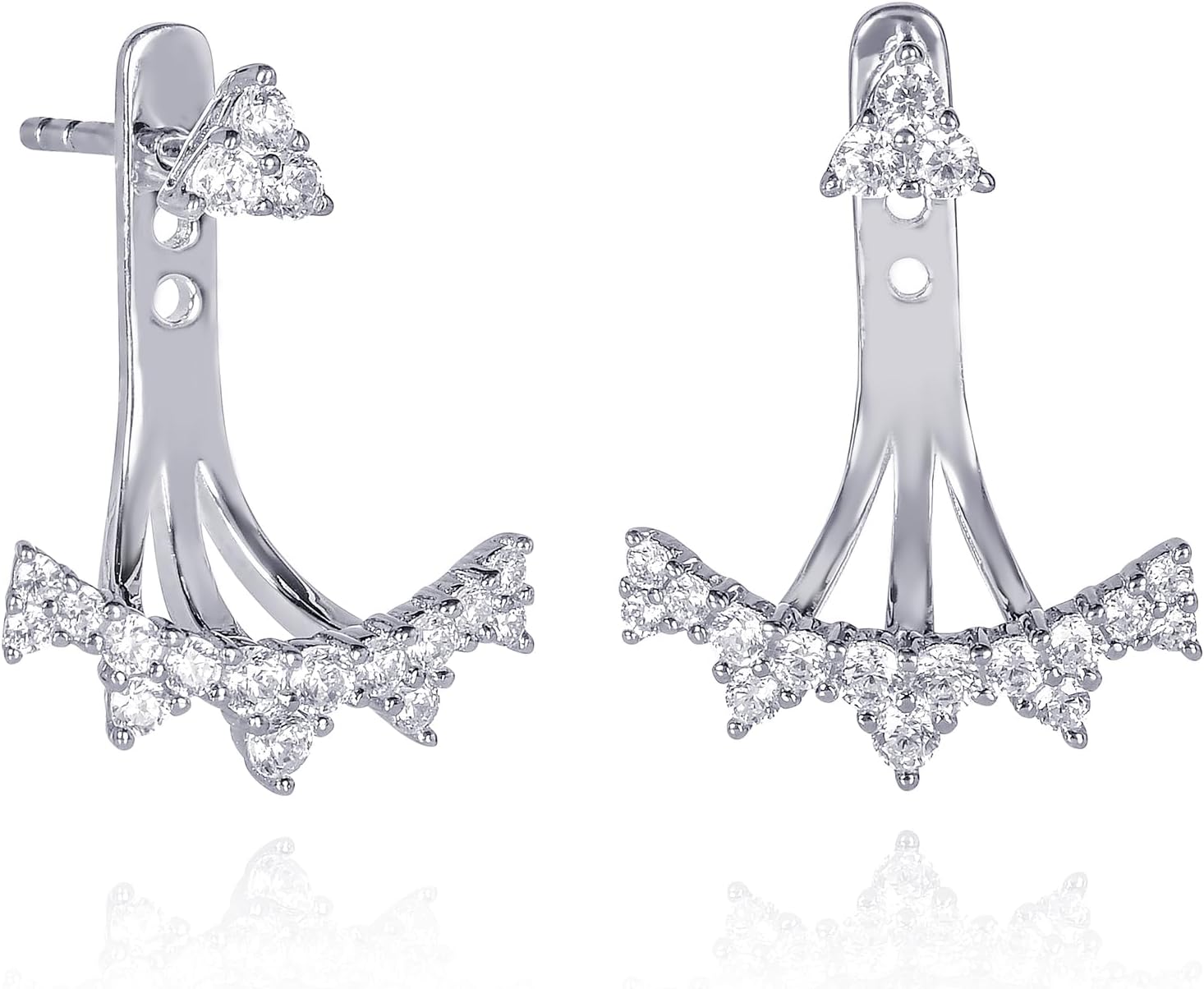 Namana Crown Earrings Oblong on the Ear for Women in 925 Sterling Silver or Gold-Plated Ear Lobe Jewellery for Women Earrings with Zirconia Gemstones Women’s Earrings Style ‘Ear Jacket’