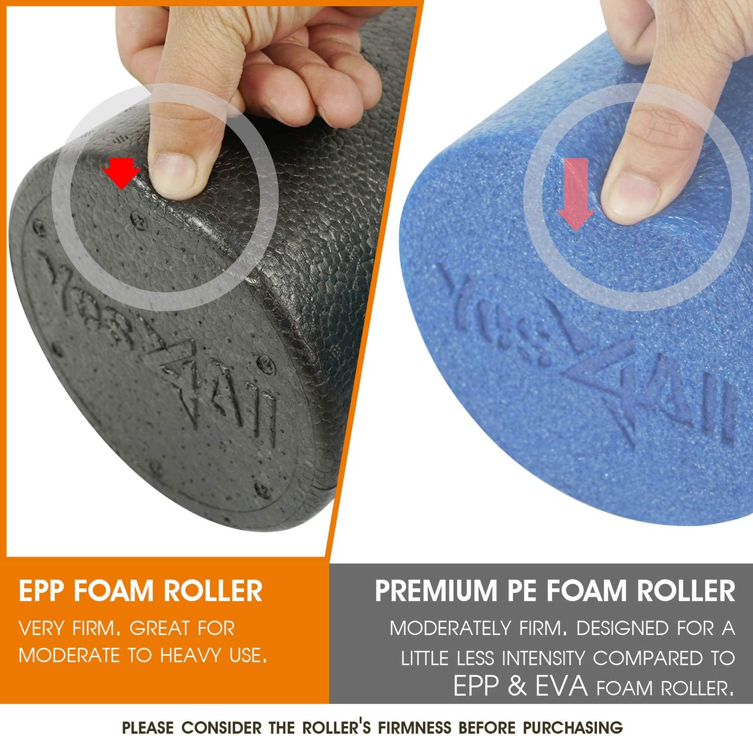 Yes4All EPP Exercise Foam Roller – Extra Firm High Density Foam Roller – Best for Flexibility and Rehab Exercises (12 inch, Black) : Sports & Outdoors