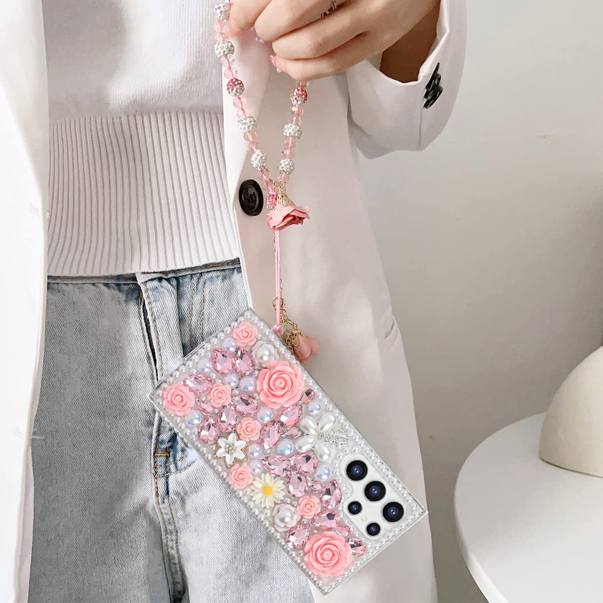 Glitter ネックレス ポーチ付き Amazon.com: Changjia for Samsung Galaxy S23 Ultra Glitter Bling