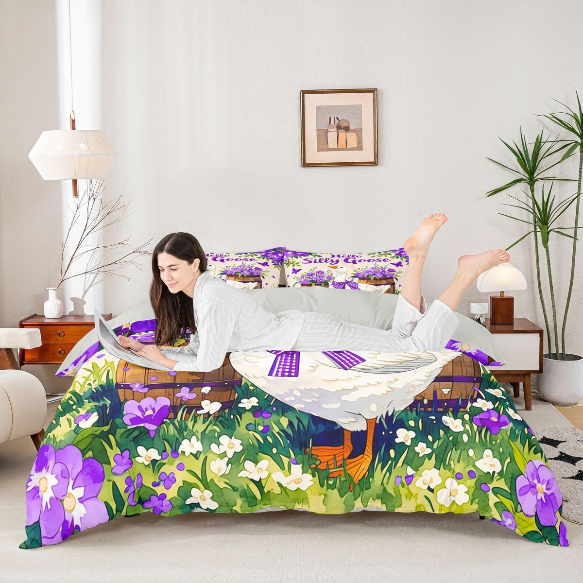 Manfei Silly Goose Floral Bow 2 Pieces Soft Bedding Set Twin image 4