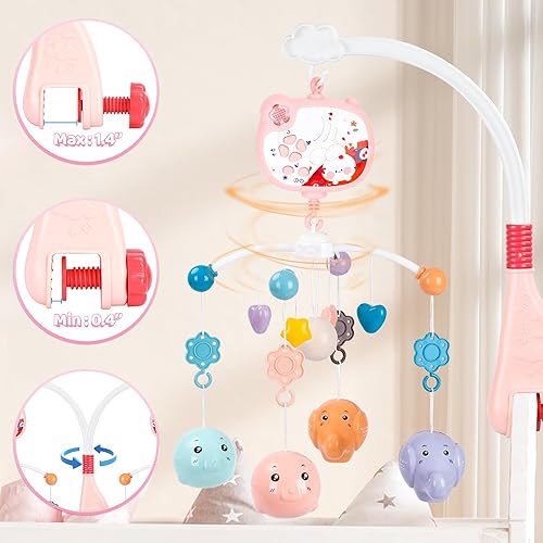 Miniatura 7 de Móvil para cuna con música y luces, móvil para bebé para cuna con proyección de estrella, juguete giratorio colgante, canciones de cuna, función de