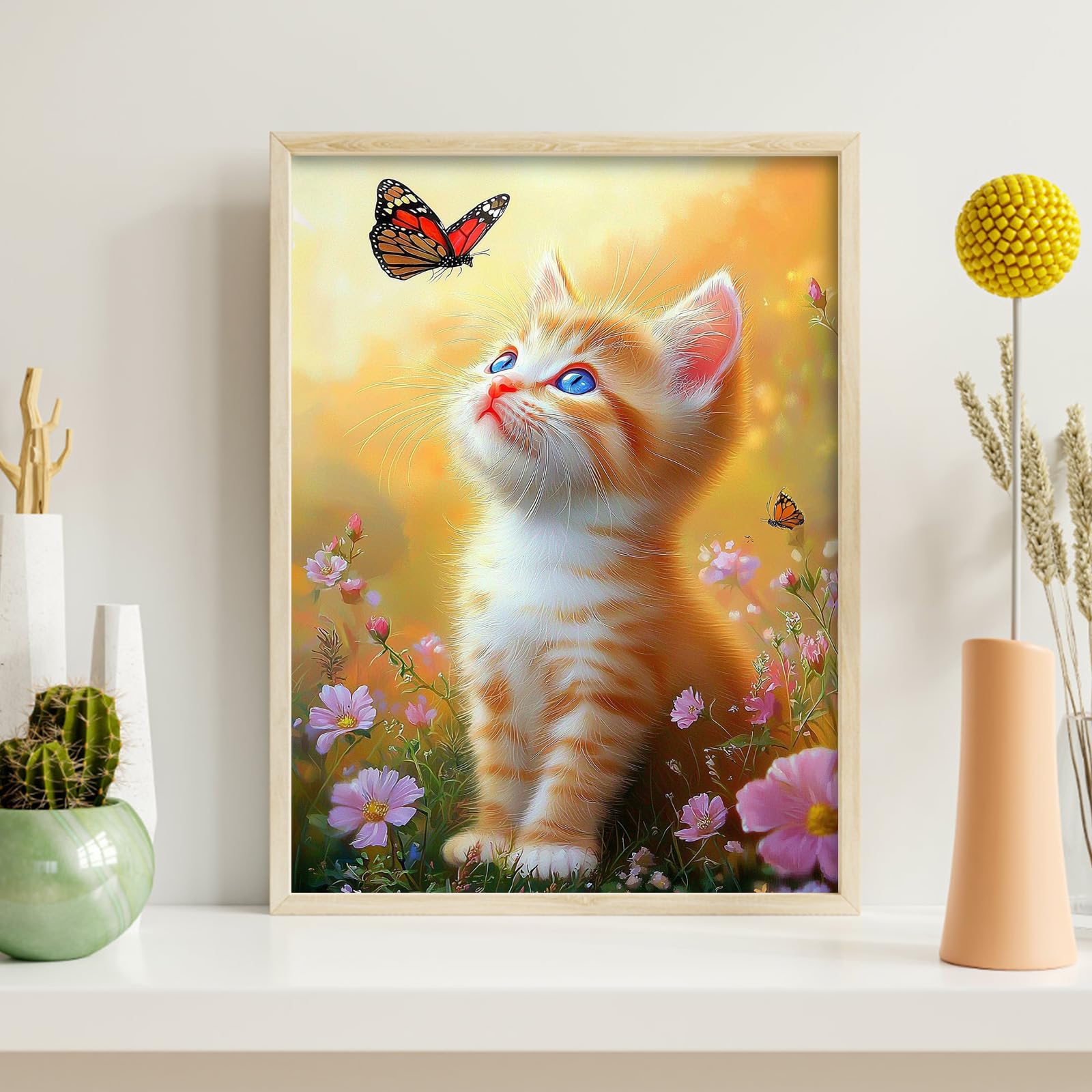 GHHKUD Cat Diamond Painting Kits for Adults Flowers 5D Diamond Art Kits for Beginners DIY Full Drill Diamond Art Stitch - Image 4