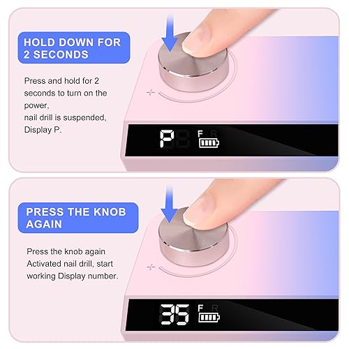 Miniatura 3 de Taladro de uñas profesional, kit eléctrico de uñas de gel acrílico, lima E portátil, 35000 rpm, recargable, manicura, pedicura, herramientas de