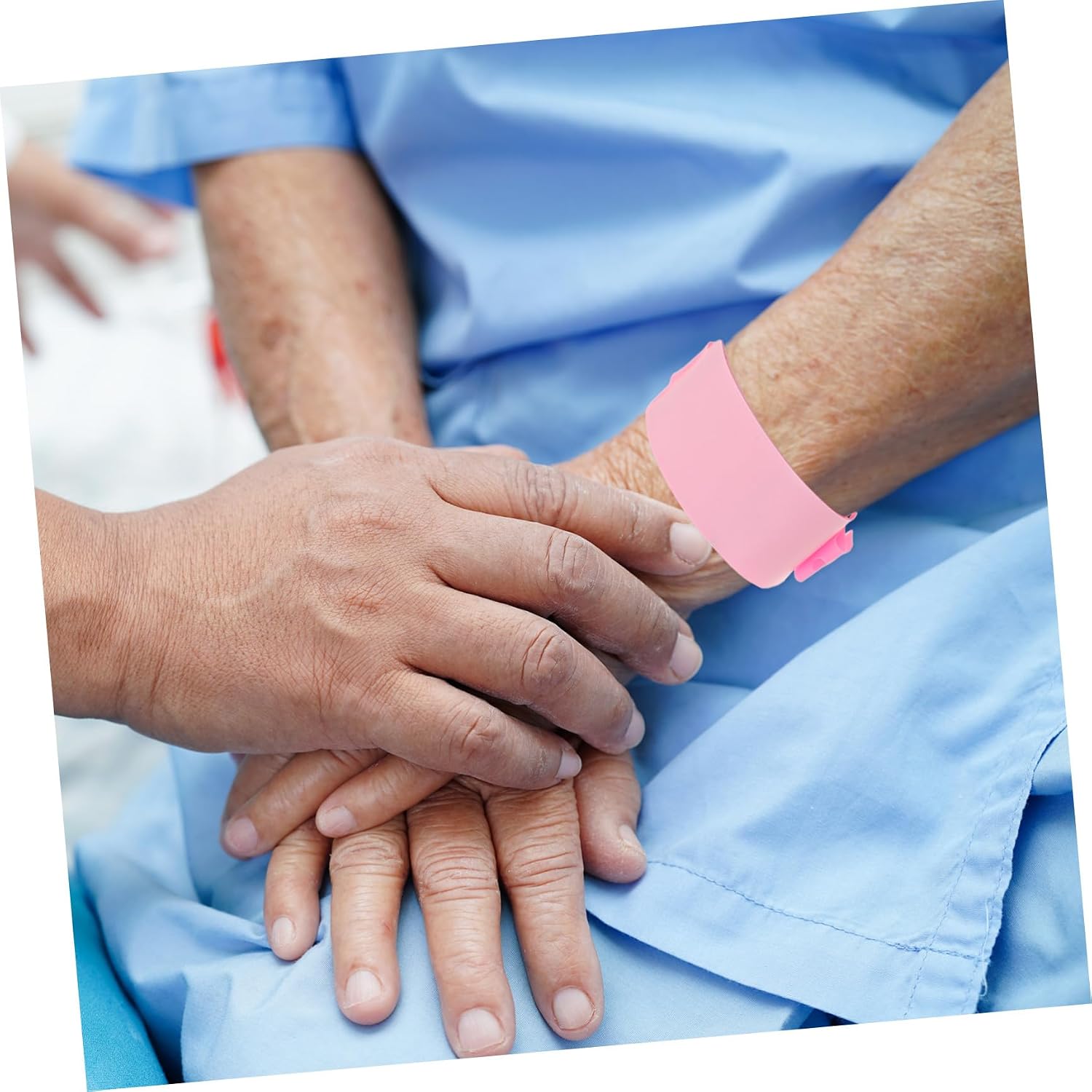 100pcs Adjustable Waterproof PVC Hospital Id Wristbands for Adults and Elderly Patients, Identification Bracelets Suitable for Clinics and Outpatient Procedures, Pink Patient Tag