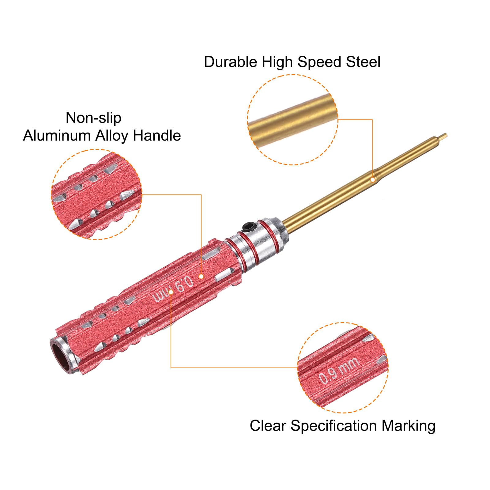 QUARKZMAN 2 Pezzi RC Cacciavite A Brugola 0.9mm Mini Cacciaviti Esagonali In Titanio Chiave A Brugola RC Attrezzo Di Riparazione Per Modelli Auto Elicottero Barca Rosso