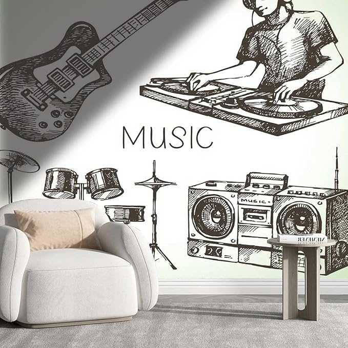 YANFENQI Cubicle Wallpaper Retro Music Graffiti Shiplap Contact Paper