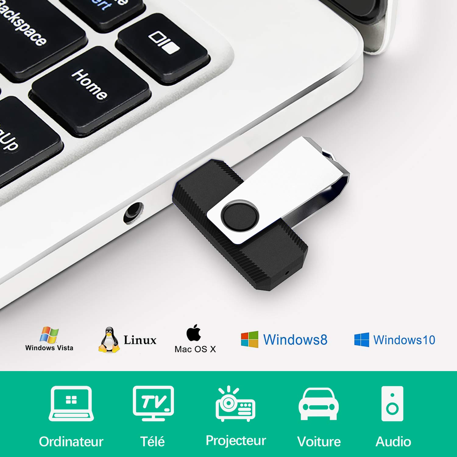 Clé USB 16 Go 3.0, Lot de 10 Vansuny Clé USB 16 Go 3.0, Pivotante Cle USB 3.0 16Go, USB 16Go Stockage Externe pour PC Ordinateurs (Noir)
