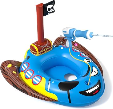 Children's Swimming Ring with Water Gun, Inflatable Swimming Hoop, Dinghy, Swimming Aid, Children's Swimming Seat for Toddlers from 3-8 Years, Baby Swimming Ring
