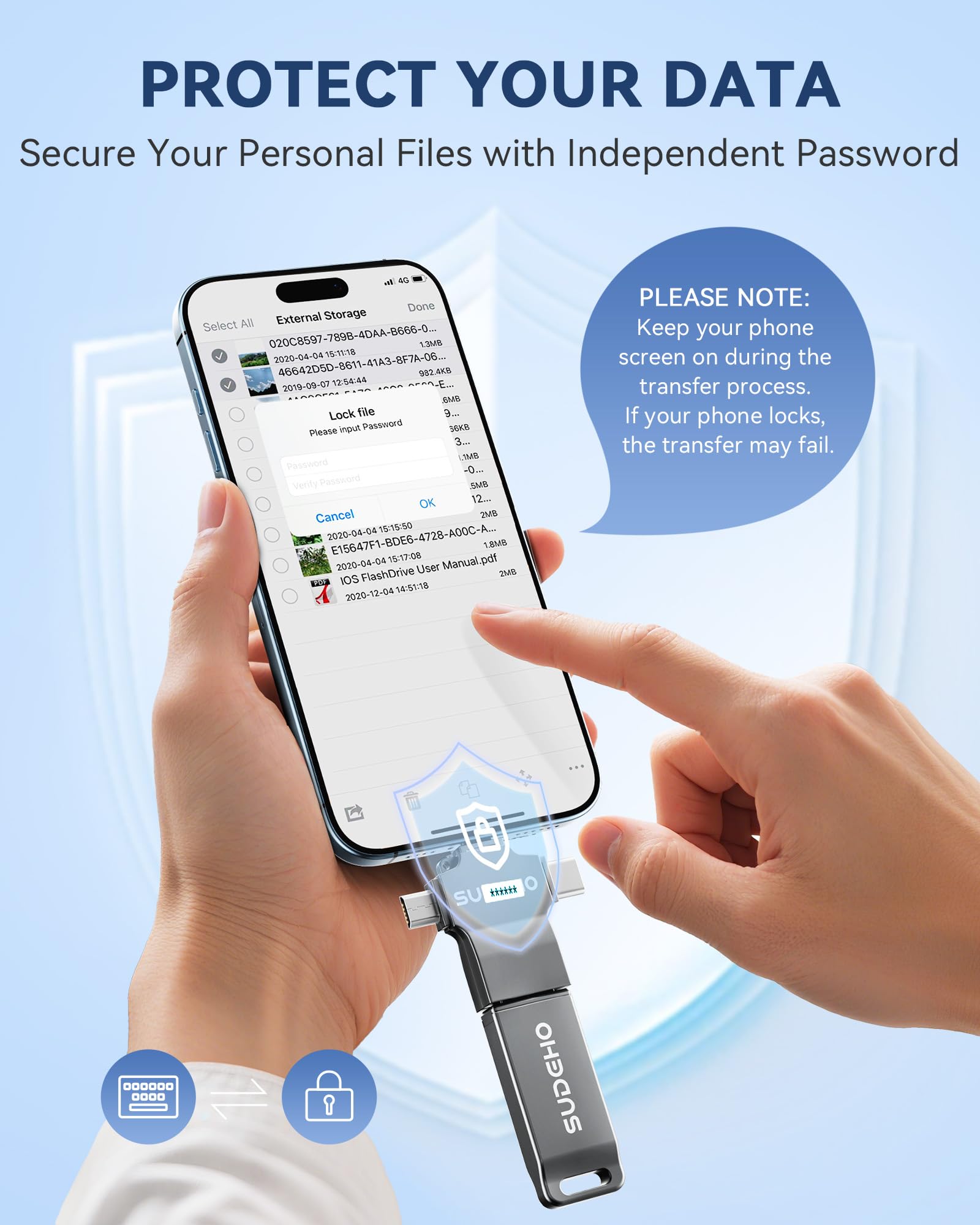 Chiavetta USB da 128 GB certificata MFi per iPhone, 4 in 1, memoria esterna per il backup di immagini, video, dati, chiavetta USB per iPhone/iPad/Android/PC (nero)