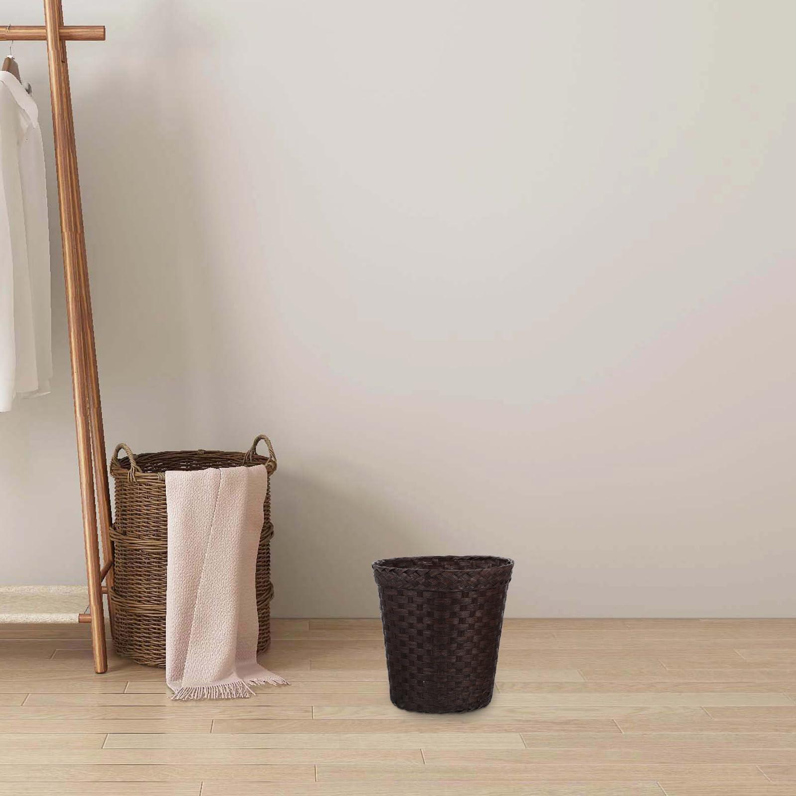 Cestino per Rifiuti in Carta Intrecciata di Colore Caffè, Resistente e Multifunzionale, per Soggiorno e Cucina Design Elegante e Creativo