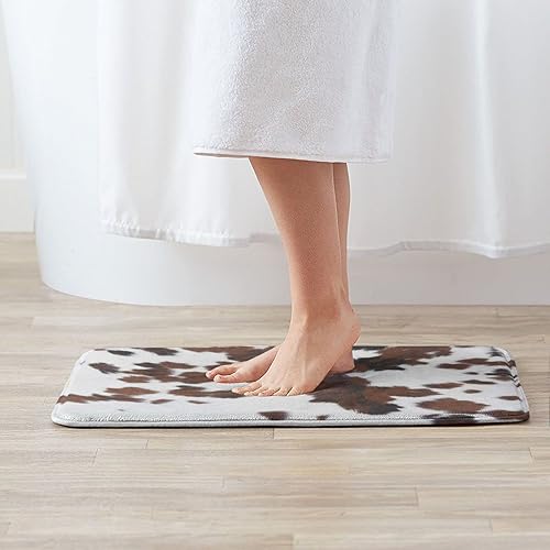Miniatura 9 de Alfombra de baño con estampado de vaca marrón con estampado de vaca, suave, absorbente, antideslizante, para cocina, baño, lavandería, dormitorio,