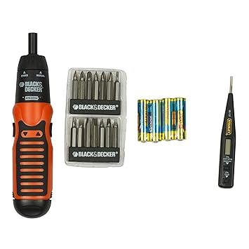 BLACK+DECKER A7073 Battery Powered Screwdriver with Stanley 66-137 Digital Tester