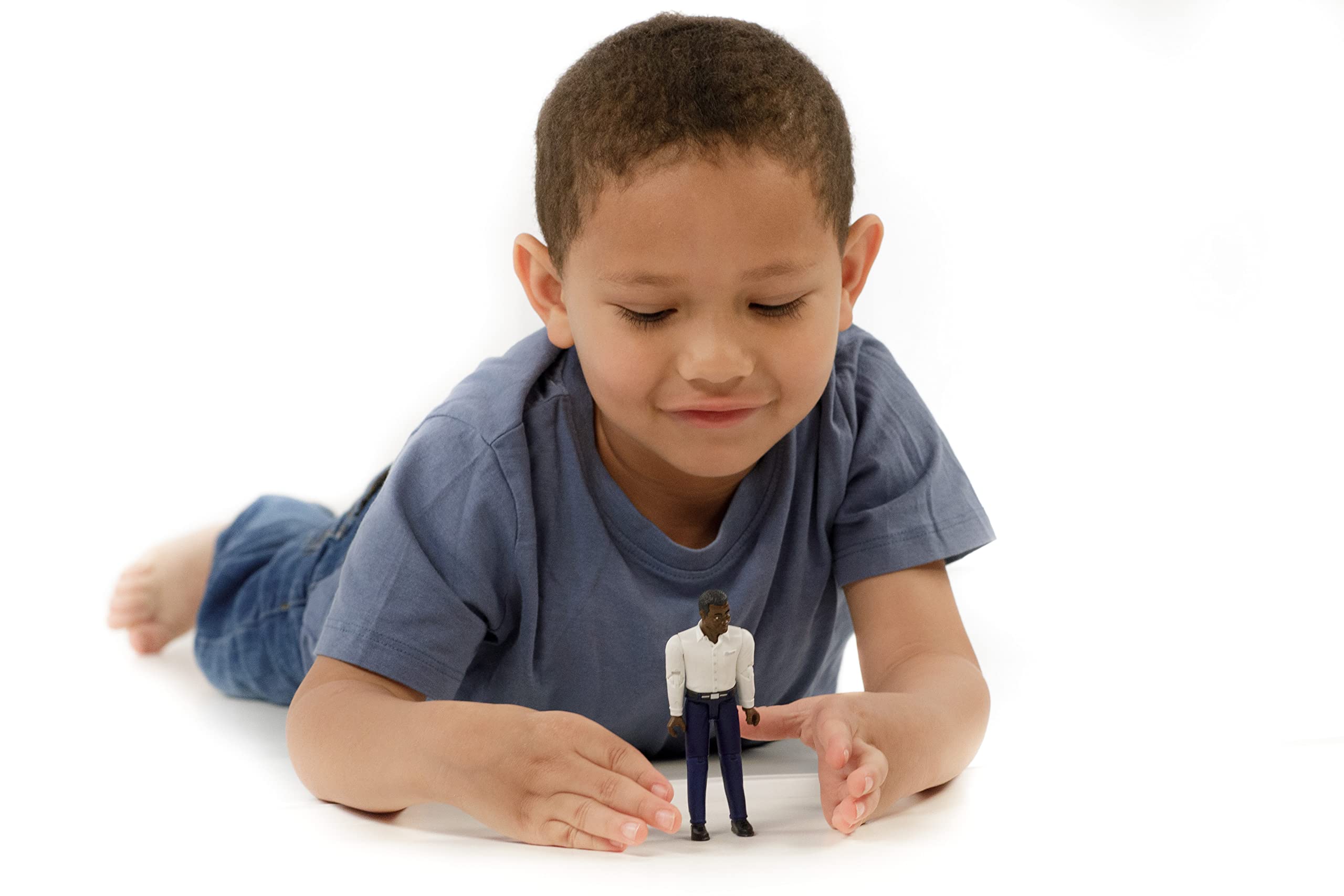 Bruder 60004 Man Figure - Dark Skin & Dark Blue Jeans 1:16 Scale Toy Worker Compatible with All Vehicles & Playsets - Image 4