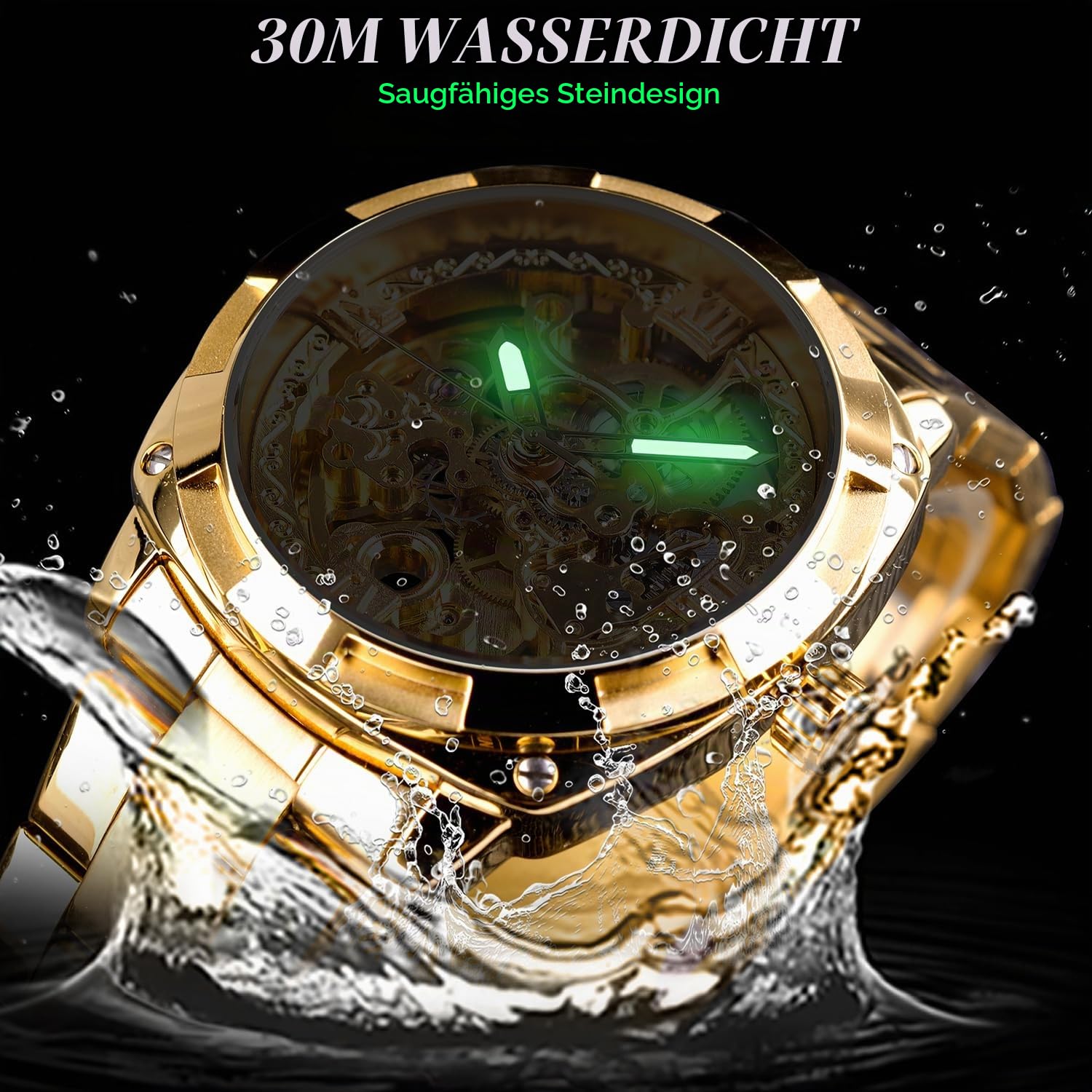 Forsining Retro Luxus Herren Automatik Mechanische Wirst Uhren Voll Goldene Blume Gravur Designer Skelett Uhr Männlich
