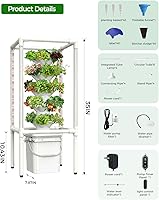 Vista 3 de SJZX Sistema de Cultivo Hidropónico, Torre Hidropónica con Luces de Crecimiento de Espectro Completo, Jardinera Vertical de 5 Niveles