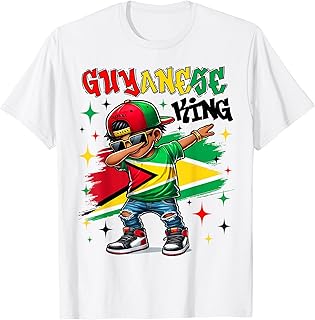 Guyanese King Dabbing Guyana Flag Pride for Kids T-Shirt