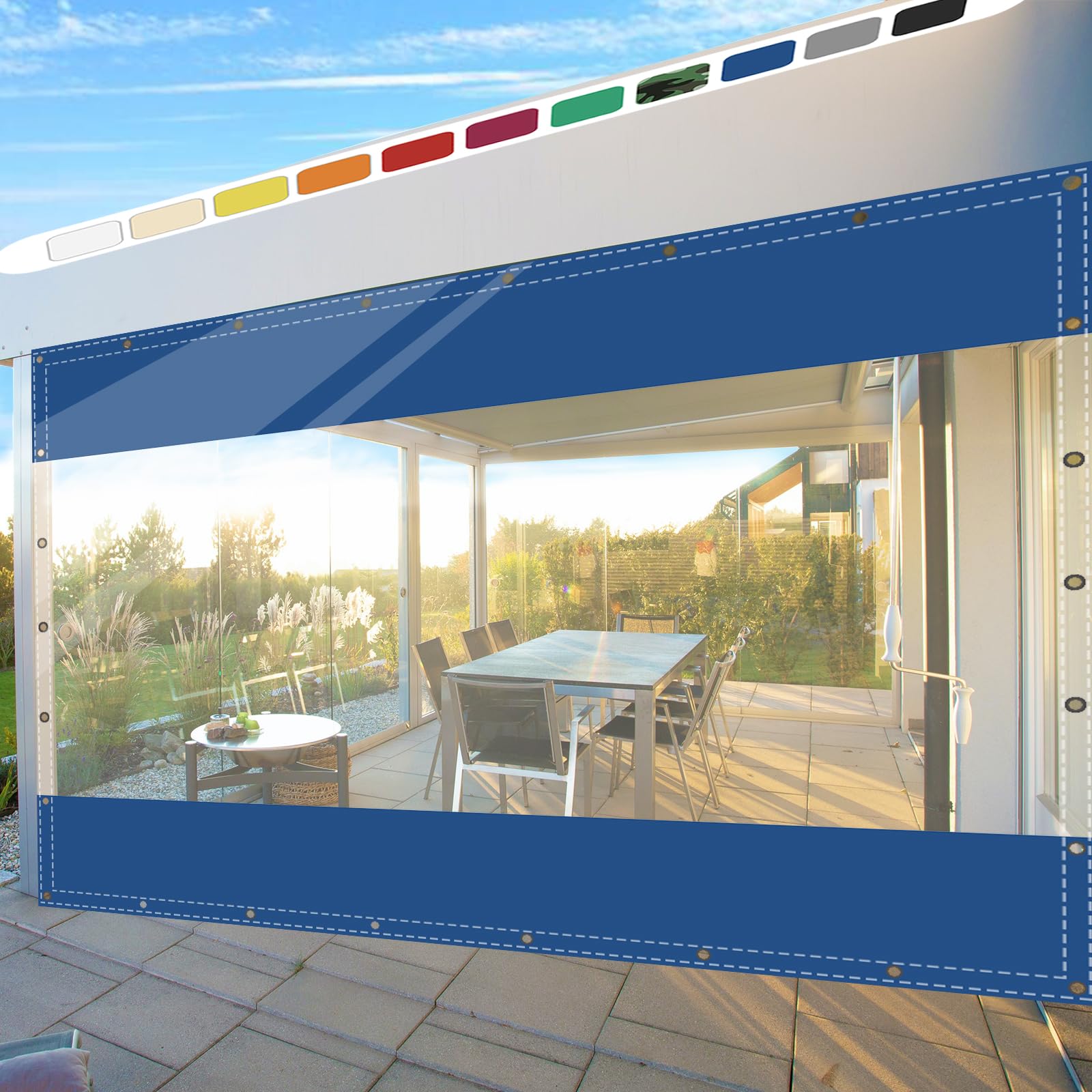 SDLLG Outdoor Curtains with Eyelets, Transparent PVC Fabric, Thickened Tarpaulin, 0.5 mm for Patios, Garden, Balcony, Outdoor, Garage, 1.5 x 2.6 m — image 1
