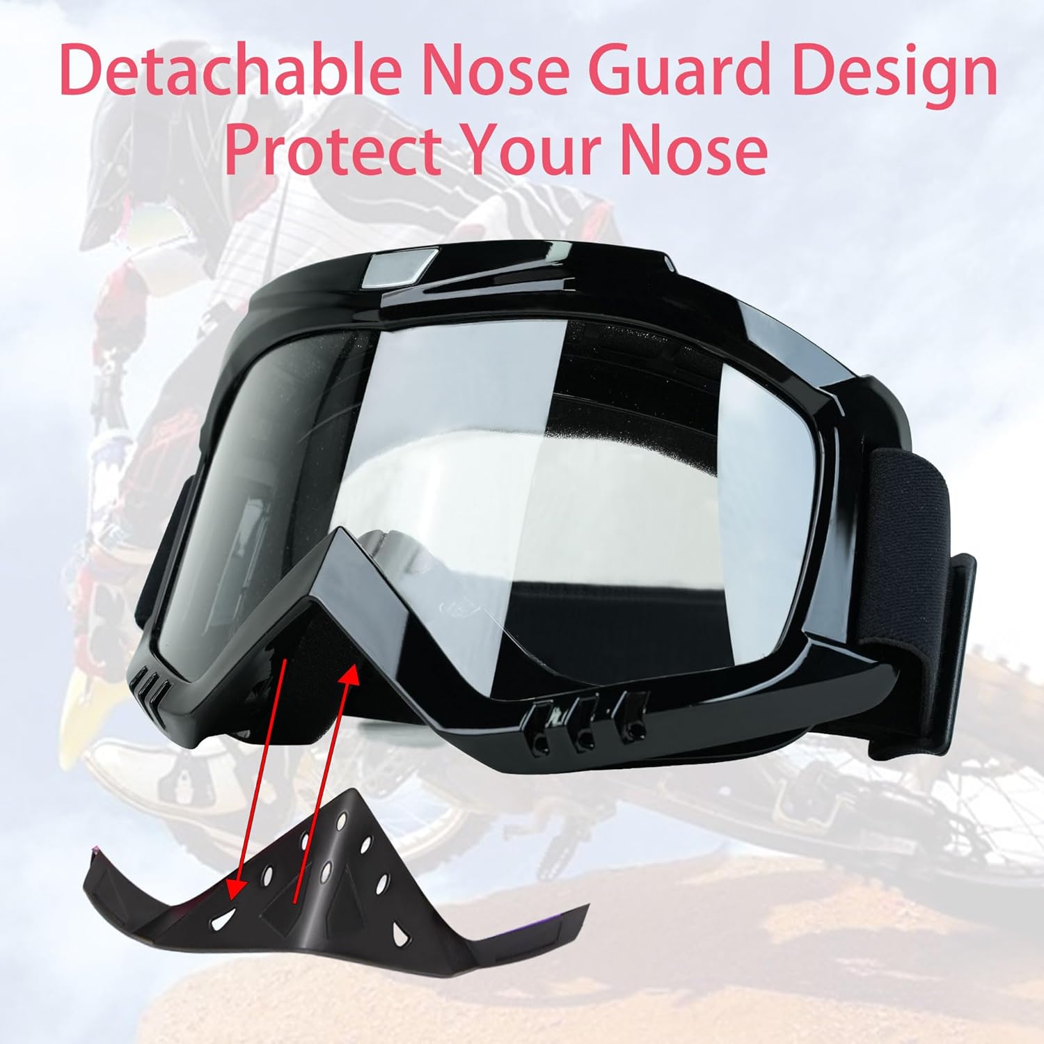Motorcycle Goggles Motocross Goggles Grip For Helmet Windproof Dustproof Anti Fog Helmet Goggles for ATV Off Road Racing with Cool Look Headwear Clear Lens - Image 5