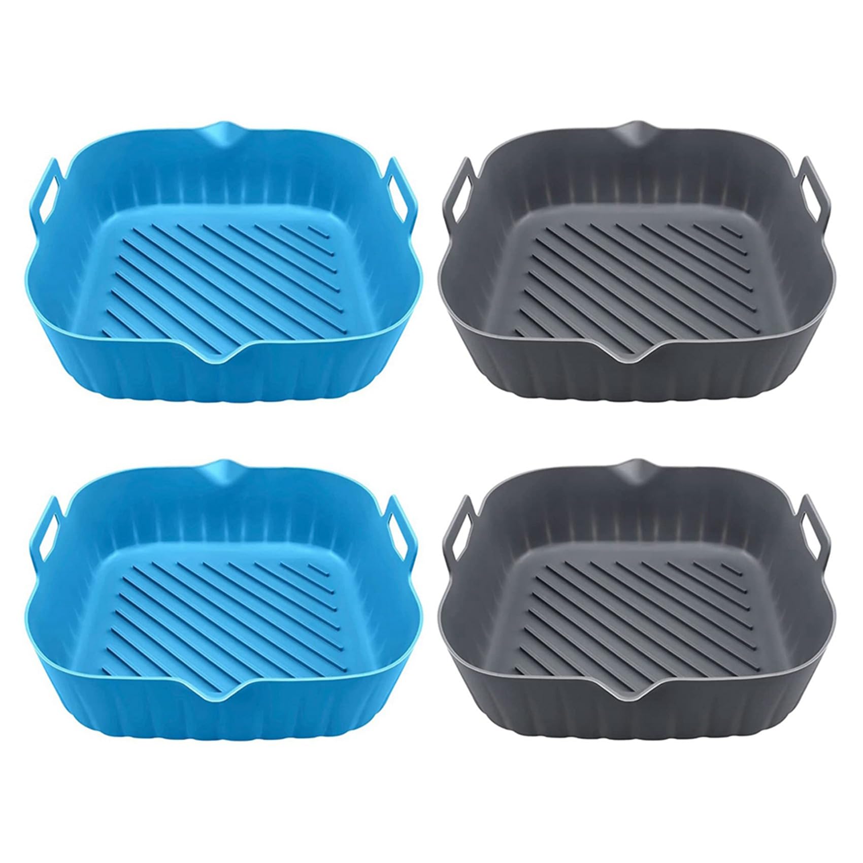 Hndhbfgrt 4Pcs Large Air Fryer Silicone Liner Pot Reusable Air Fryer Basket Heat Non-Stick Air Fryer Liners Mats Bowl