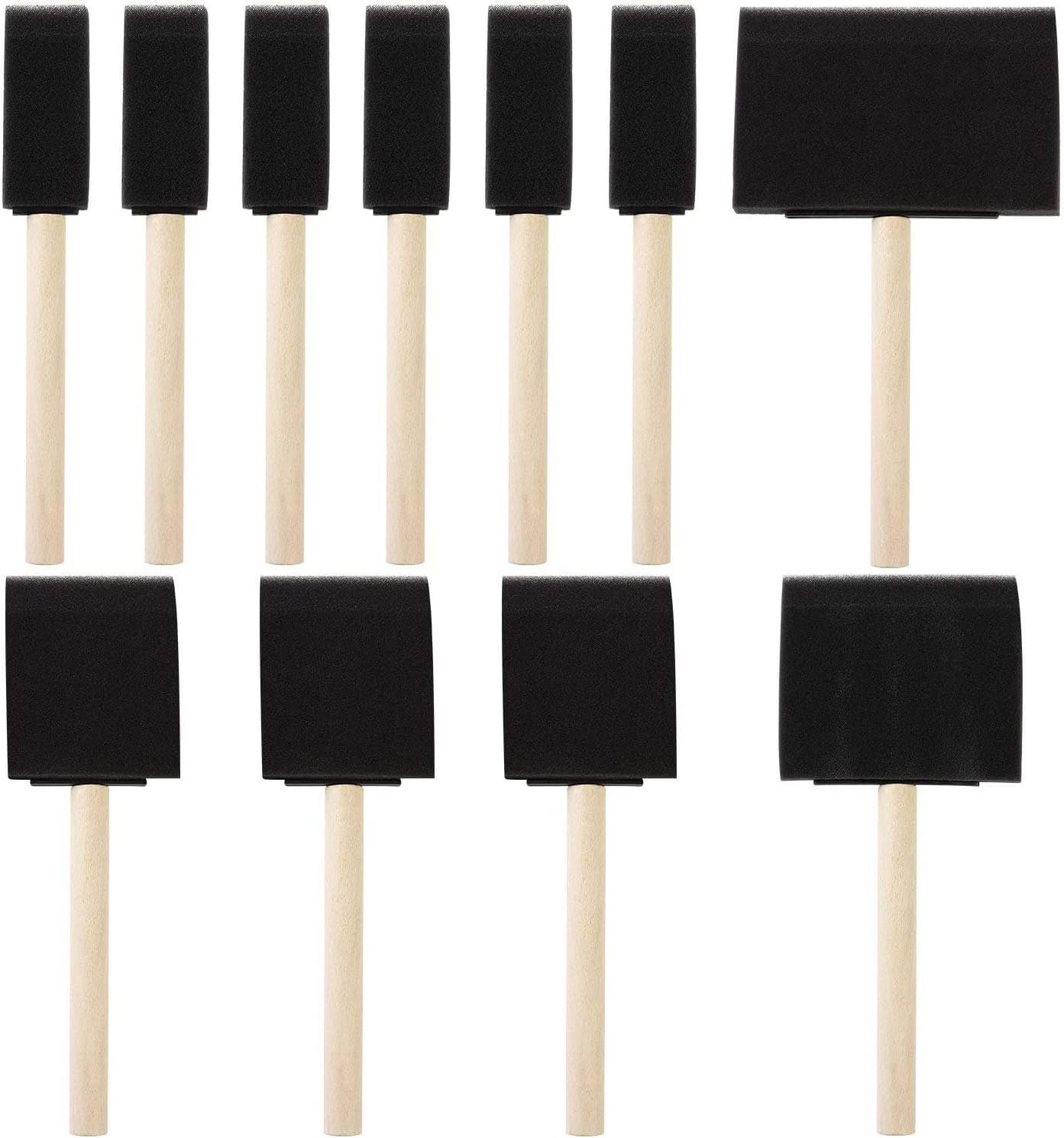 Taicols 10pcs Foam Paint Brushes, Sponge Paint Brush, Wood Handle Paint