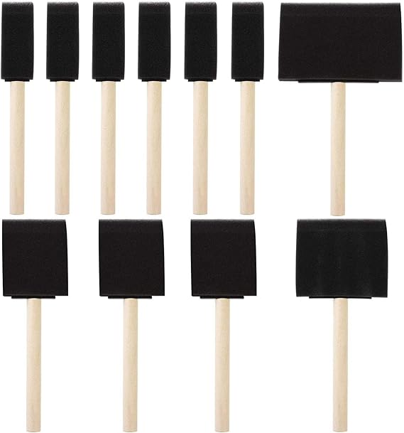 Taicols 10pcs Foam Paint Brushes, Sponge Paint Brush, Wood Handle Paint