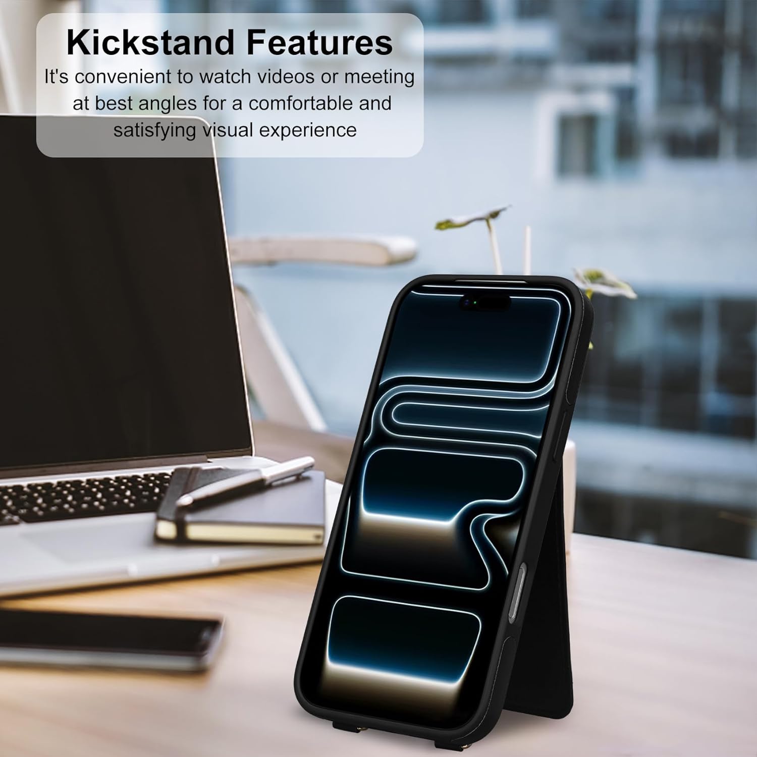 Keallce for iPhone 17 Pro Max Wallet Case with Crossbody Strap, 4 Credit Card Holder with RFID Blocking, Magnetic Closure iPhone Stand Flip Cover Shockproof for Women,6.9inch Black - Image 5