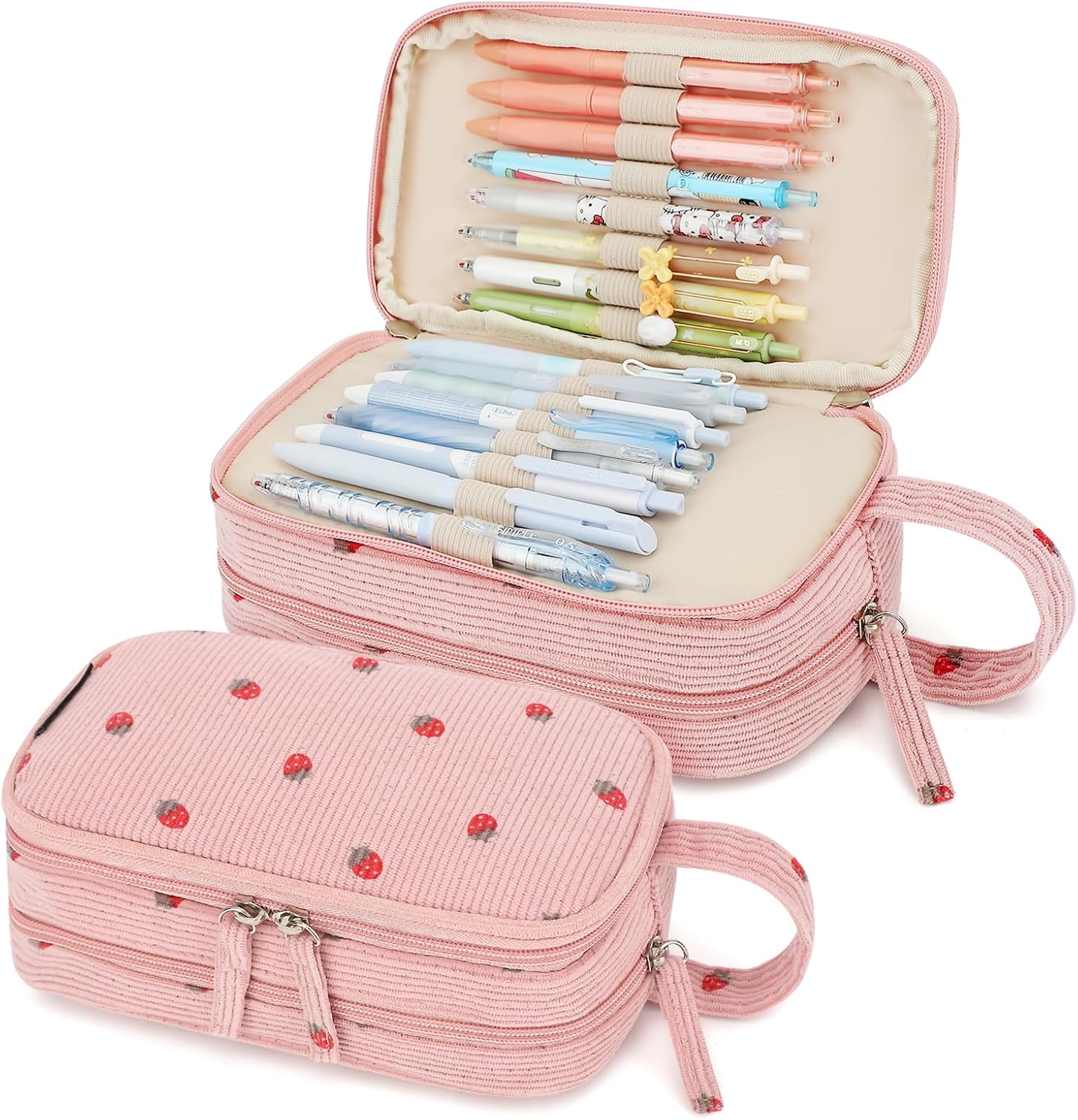 Large Pencil Case Pouch, High Capacity Pencil Bags with Zipper, Cute Corduroy Pencil Pouch with Multiple Pockets, Pen Bag Wide Opening, Pencil Pouch Organizer, Pencil Box for Teen Girls Adults