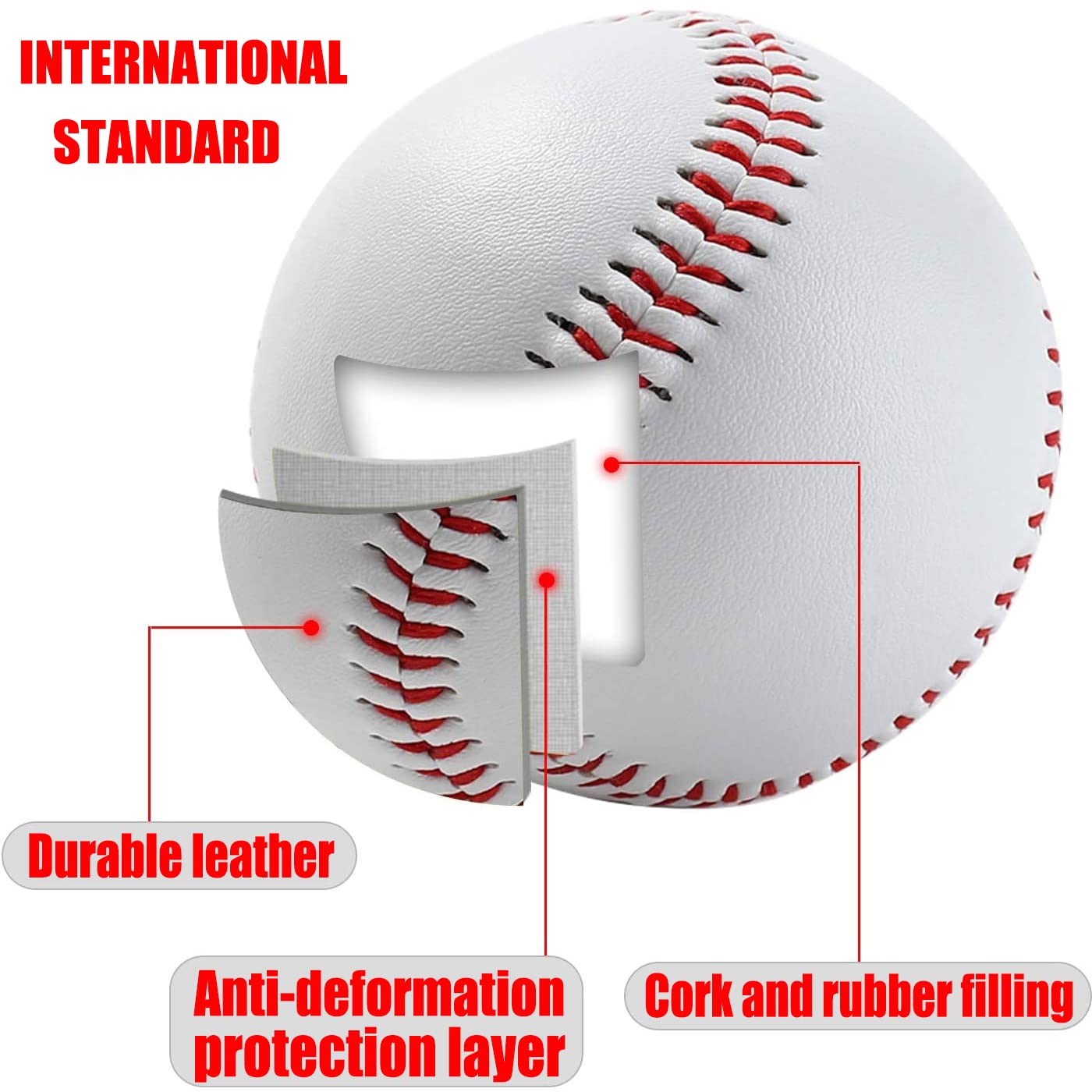 Mofizarex 3 Pack Baseball Ball Blank Baseballs, Official Game Baseballs
