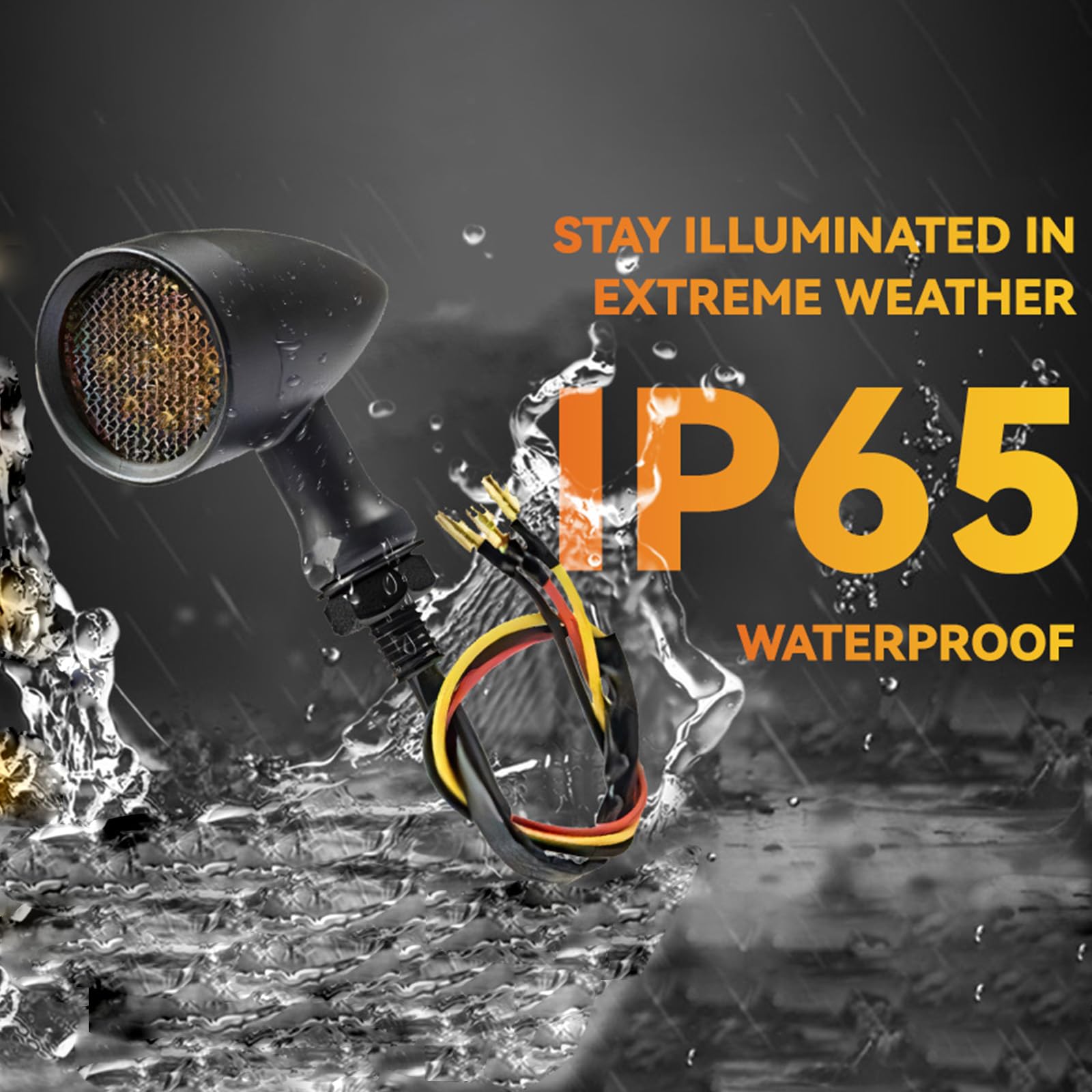 Riloer 2Pcs Frecce Moto LED Ambra con Luce di Marcia, Doppia Funzione, Bullone da 10 mm compatibile con Harley compatibile con Kawasaki Cafe Racer, Indicatori Bullet Alluminio Impermeabile 12V Nero